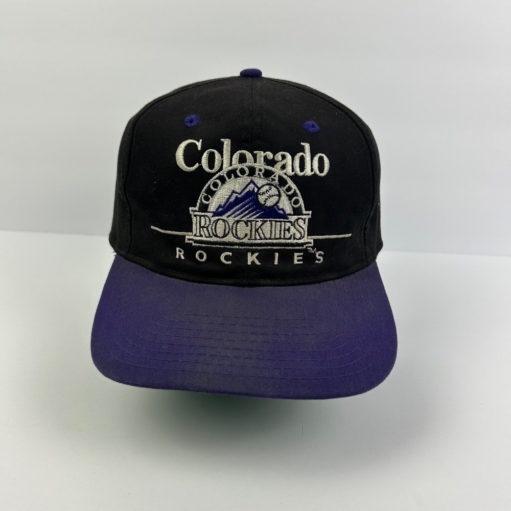 Vintage 90s Colorado Rockies Hat Cap Snap Back Adjustable Black MLB Baseball Men